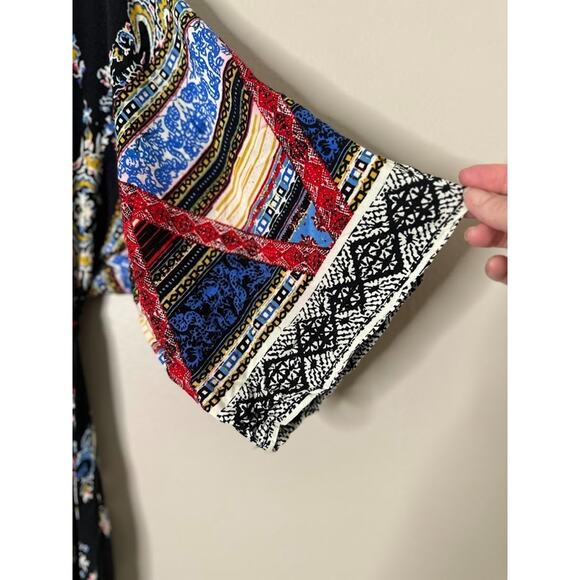 Flying Tomato Maxi Dress Large Kimono Sleeves Boho Empire Waist Colorful Hippie - Picture 3 of 9